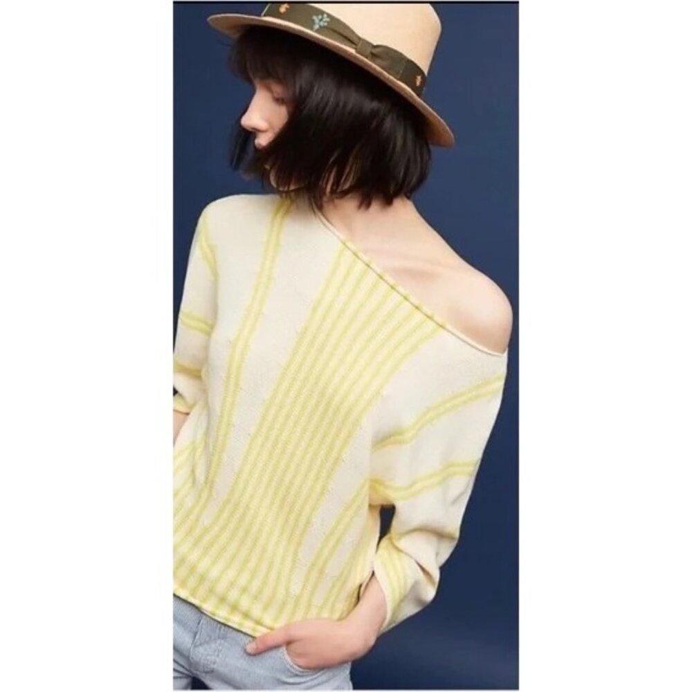 Moth‎ Palma Sweater Womens S Yellow Twee Coastal Preppy Classic Modern Casual